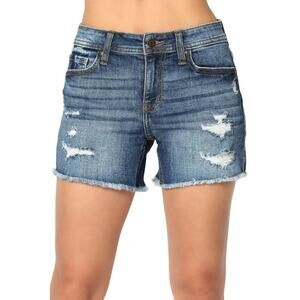 AMERICAN EAGLE Live Your Life Distressed Denim Shorts Medium Wash Sz 2